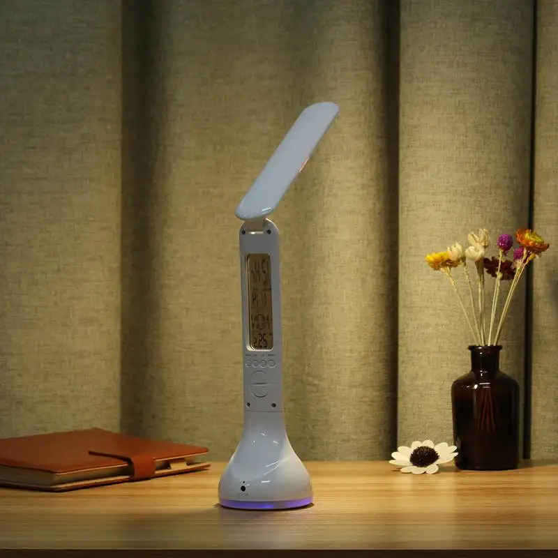 

USB LED Adjustable angle table lamp 3 Level Rechargeable Table Lamp Touch Desk Reading Light With Calendar Temperature Alarm