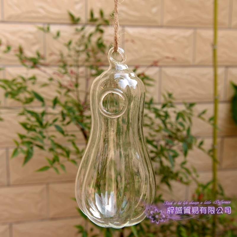 Стеклянная ваза для цветов Terrarium сферическая тыква 16*8 5 см подвесные прозрачные