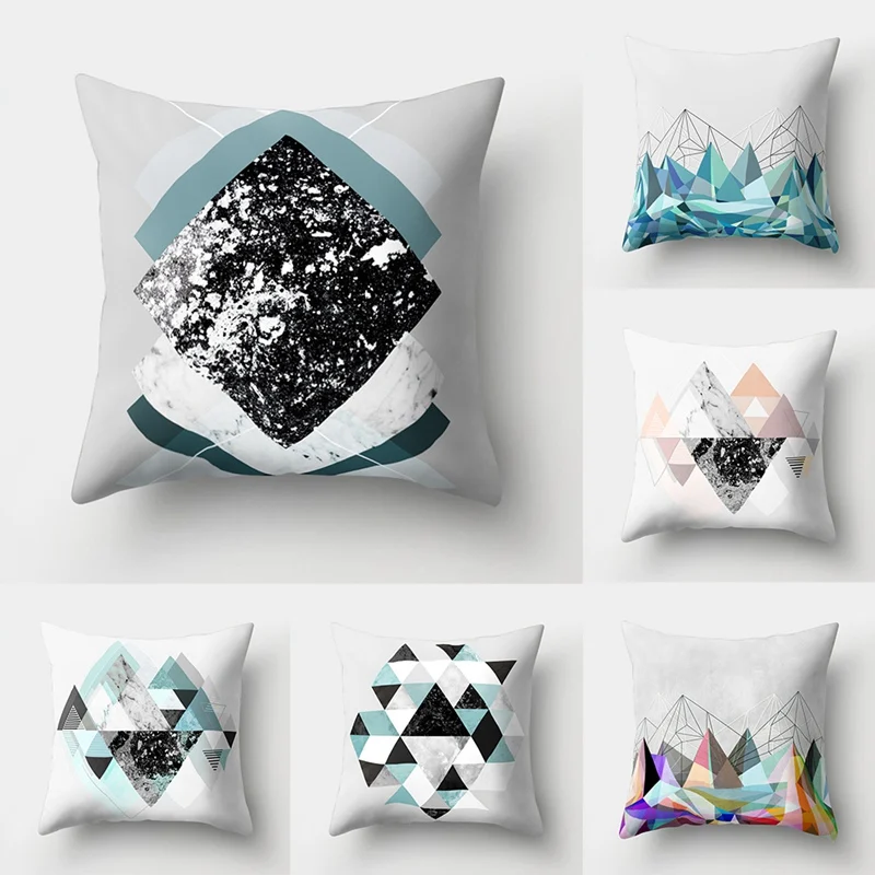 

1 Pc Colorful Geometry Pattern Cushion Cover Geometric Printed Pillowcases Linen Cotton Pillow Covers Sofa 45x45cm Cushion Cover