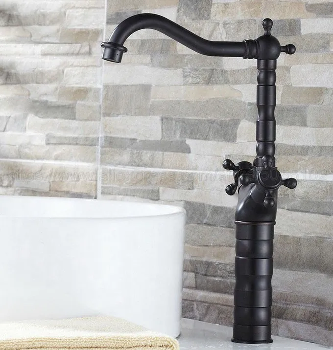 Basin Faucets Oil Rubbed Bronze Bathroom Sink Faucet Double Cross Handle Bath kitchen Mixer Hot and Cold Tap znf021