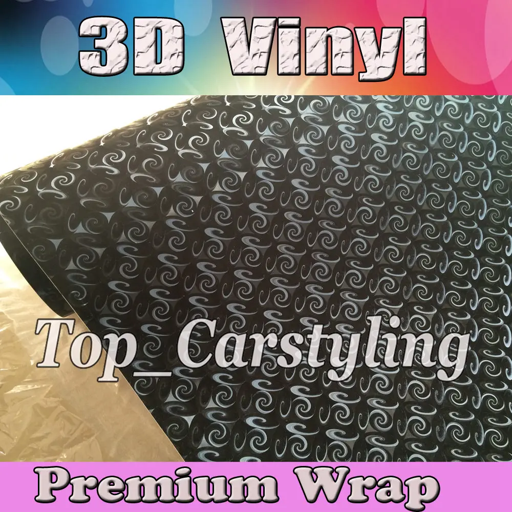 Embossed 3D Black VINYL Car Wrap Film with Air Free emboss luxury