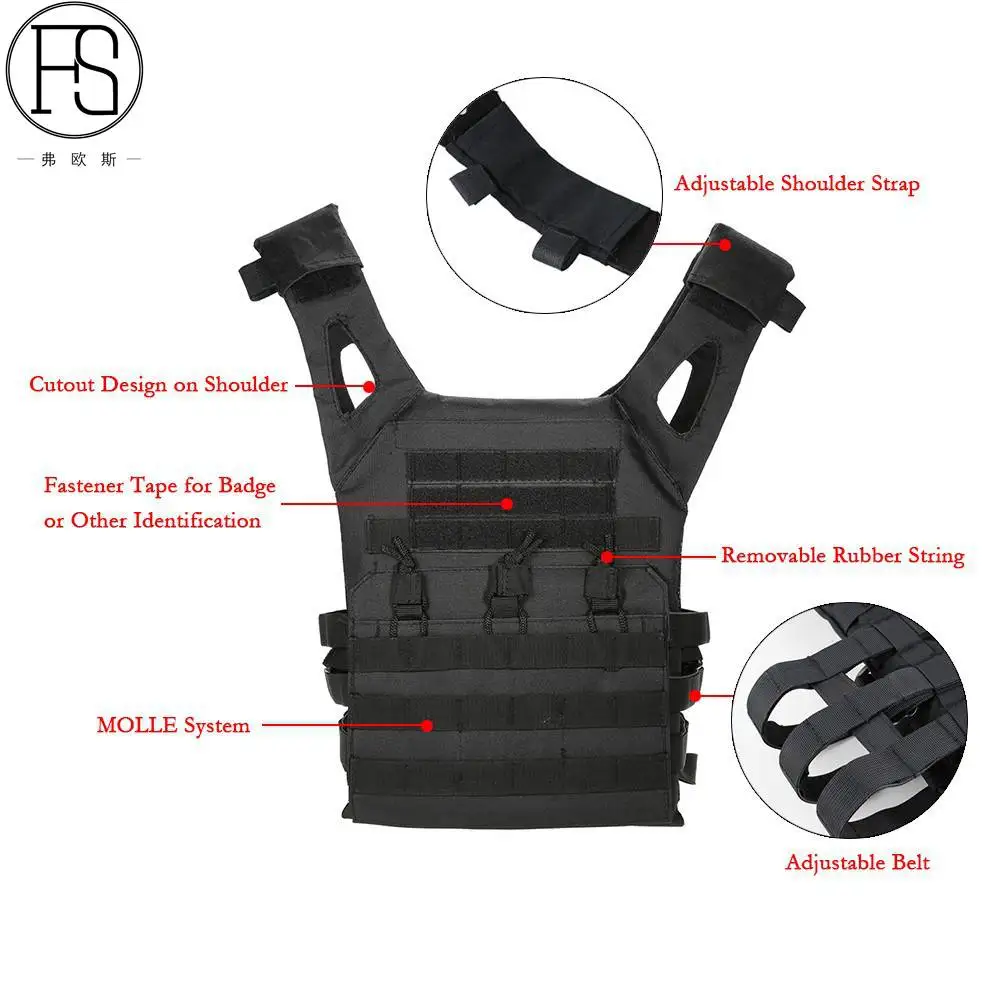jpc 600D Hunting Tactical Vest Military Molle Plate Carrier Magazine Airsoft Paintball CS Outdoor Protective Lightweight Vest