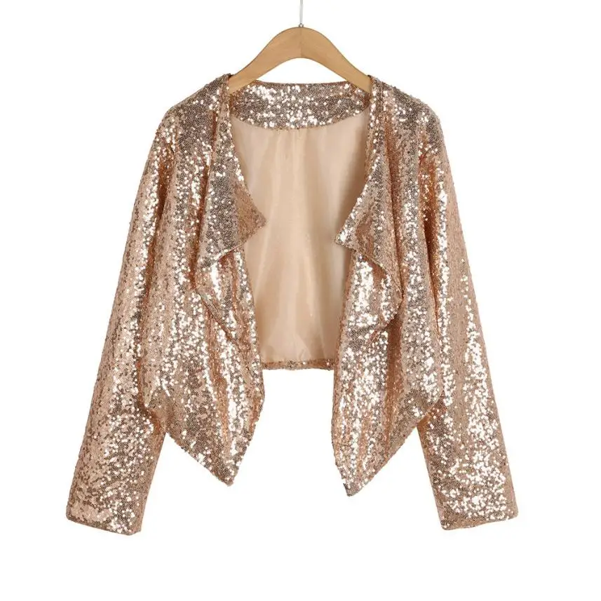 

2019 last stock lady Cardigan open stitch Women Long Sleeve Solid Sequined Irregular Cardigan Tops Cover Up Coat #VD12027