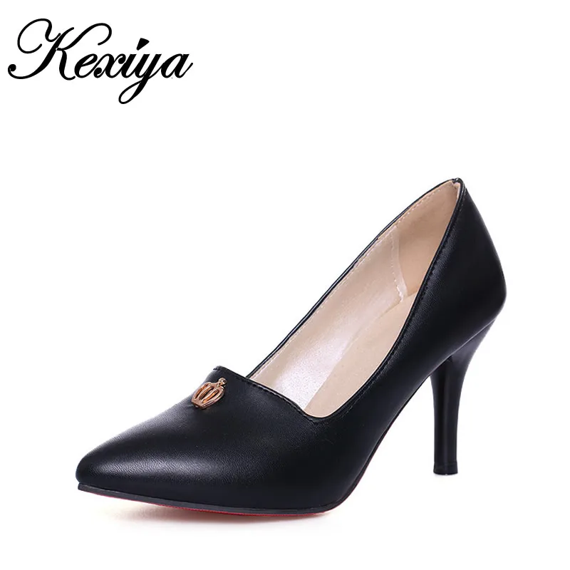 

2016 Fashion spring/Autumn women shoes solid PU plus size 32-47 sexy Pointed Toe Slip-On party red bottom high heels T-8032
