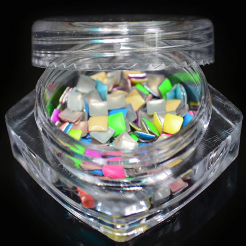 

1 Bottle Hot Selling 3mm Square Pastel Punk Metal Rivet Mix Fluorescent Colors Studs Nail Art Decoration #PZ-52