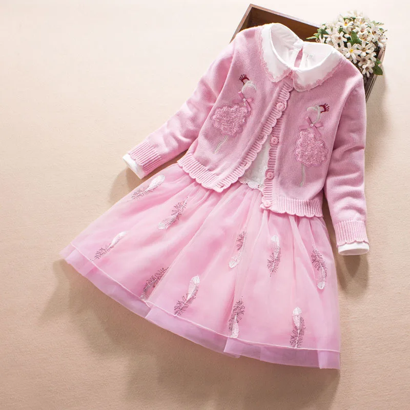 

Children's Dress 2019 Spring Autumn Kids Dresses For Girls Clothes Long Sleeve Girls Pullover Knitted Sweaters Dress Vestidos