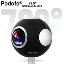Podofo Mini HD Panoramic 360 Camera Wide Dual Angle Fish Eye Lens VR Video Camera for Smartphone Type-c USB Sport & Action Cam