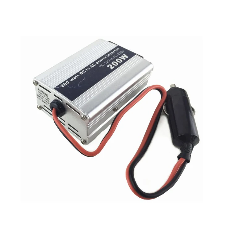 High Conversion Rate 200W Car Power Inverter DC12V To AC220V Aluminum Alloy Home Converter Booster Silver Cigarette Lighter2