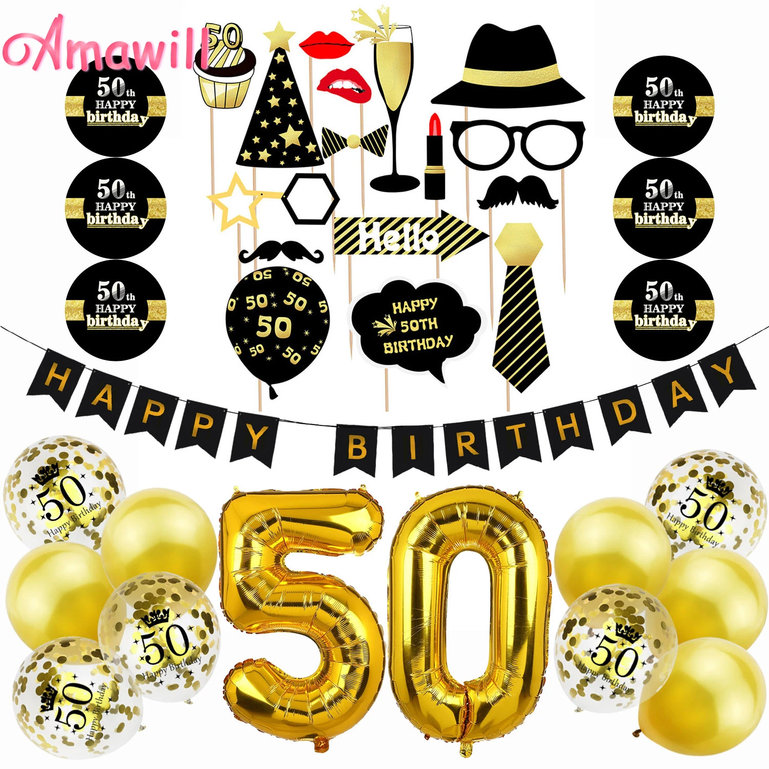 Agente Encogimiento después del colegio Globo de números dorado para adultos, suministros de fiesta de 50 años,  pancarta negra de feliz cumpleaños, decoración para fiesta de 50 cumpleaños,  75D|Decoraciones DIY de fiestas| - AliExpress