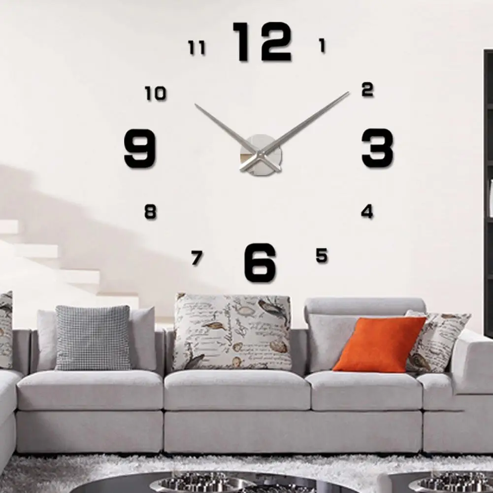 Black Fashion 3D Big Size Wall Clock Mirror Surface Stickers DIY Living Room Decor Large Watch Office Gift PJW | Дом и сад