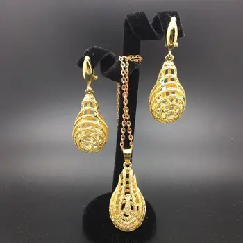 

2019 NEW Ethiopian Gold Color Jewelry Sets For Women Necklace Earrings,Gold Color African Party Jewelry,Arab Wedding Gifts