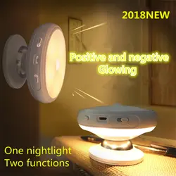 Светодиодный свет ночи 360 градусов вращения датчик движения ночника Съемная магнитное основание USB аккумуляторная батарея коридор
