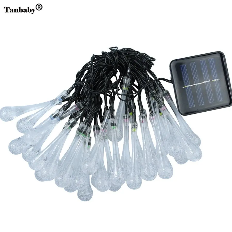 

5M 20 Led Solar Outdoor String Lights Water droop Icicle Globe Patio Light for Garden Christmas Wedding Party Lawn Landscape