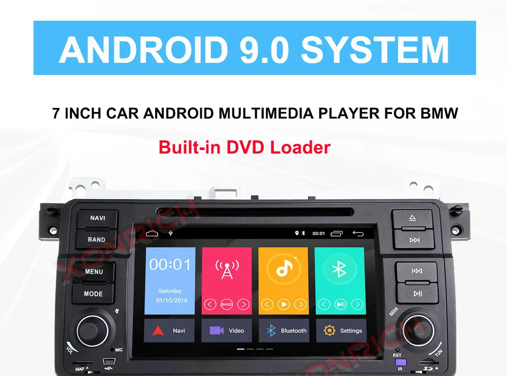 Cheap Xonrich 1 Din auto radio Android 9.0 Car DVD Player For BMW E46 M3 318/320/325/330/335 Rover 75 1998-2006 GPS Navigation OBD2 1