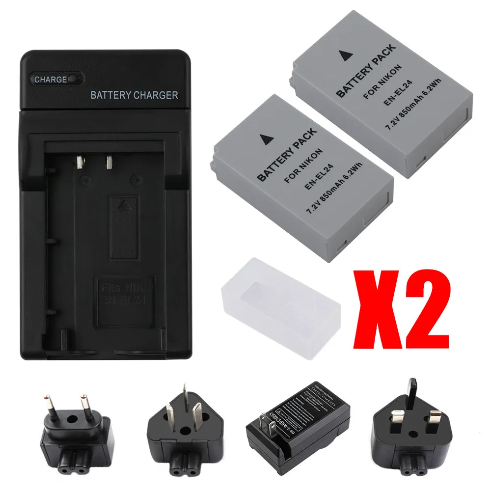 

RP 2xEN-EL24 ENEL24 EL24 Battery+Charger for Nikon 1 J5 1J5 DL18-50 DL24-85 Mirrorless Cameras.