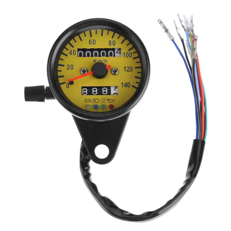 Beste Vodool Universele Retro Motorfiets Meter Dual Kilometerstand Km H Snelheidsmeter Toerenteller Gauge Led Backlight Lampje Wijzerplaat