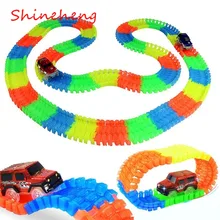 Shineheng Miraculous Glowing Race Track Bend Flex Flash in the Dark Assembly Car Toy 150/165/220/240pcs Glow Racing Track Set