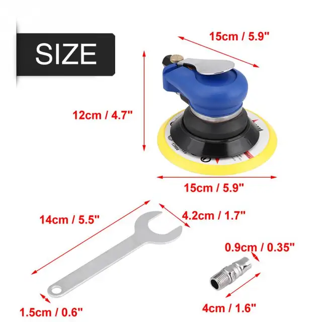 6 Inch Round Air Palm Random Orbital Sander Hand Pneumatic Vacuum Polisher With Vacuum Hose Sanding Tool