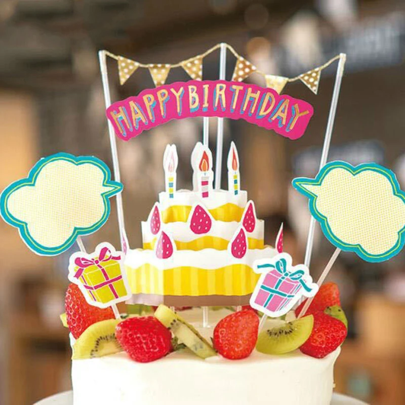 1 комплект пирожное для дня рождения торт фигурка для торта флаги гирлянды-флажки Детские День рождения украшения Для детей вечерние поставки