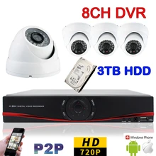 8CH H.264 DVR Video Surveillance System Kit 4PS 1.0 MegaPixel 720P HD AHD Camera CCTV Security Camera System with 3000GB HDD