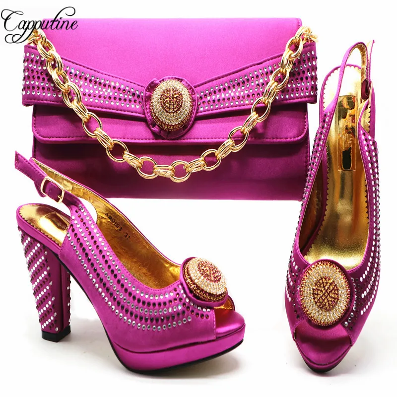 brown Ensemble argent or Chaussures Mode pourpre Brun Partie Style Couleur peach Talons Avec Blue Sacs G53 Lake Sac Femme 2018 Haute Pour Et Strass Nouvelle Nigeria 4wzqBf1