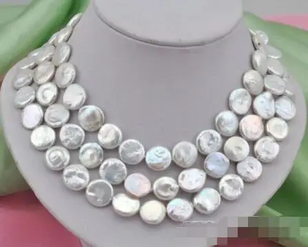 

Free Shipping >>50"15mm coin white freshwater pearl necklace