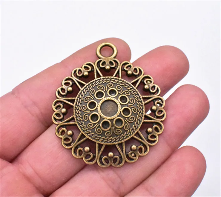 

3pcs 46x40mm New Fashion Antique Bronze Plated Flower Charms Pendant For Making DIY Handmade Jewelry