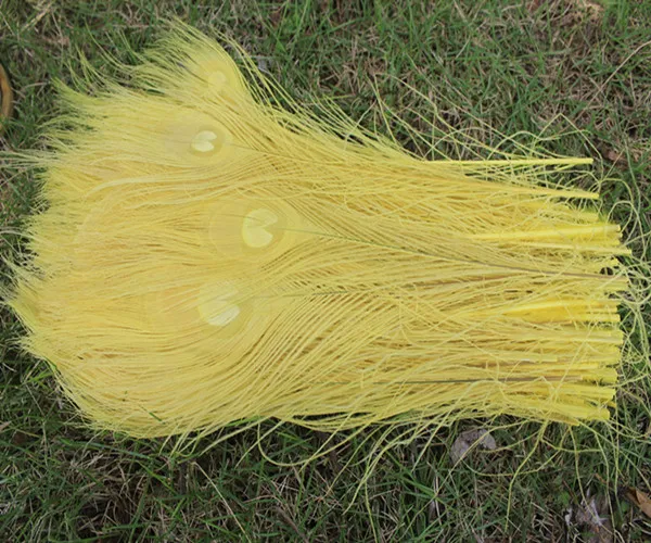 

50 шт./натуральные Желтые Перья павлина в глазах 25-30 см от 10 до 12 дюймов