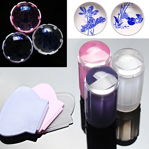 Clear Nail Art Jelly Stamper Stamp Scraper Set Polish Stamping Manicure Tools Cosmetic Tools
