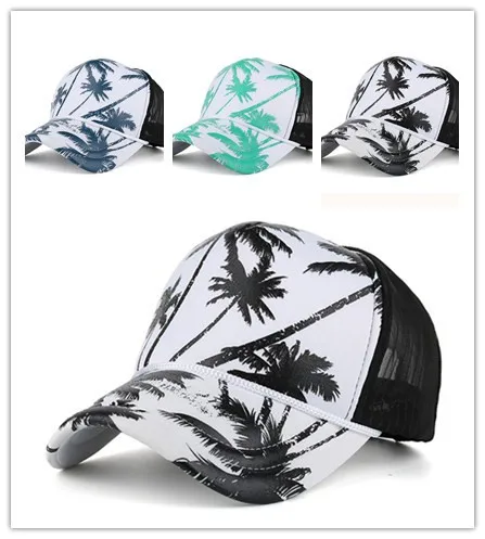 

Women Men Coconut Tree Printing Baseball Cap Snapback Hip Hop Flat Hat10.16