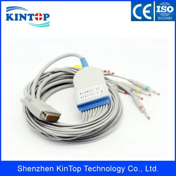 

10pcs/lot Compatible New EDAN SE-1/SE-3/SE-601A ECG EKG Cable 10 Leads Banana4.0 IEC/AHA for Edan Patient monitor cable 15pin