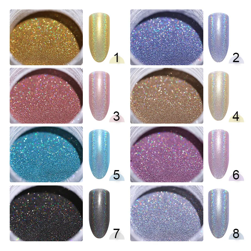 1g Holographic Nail Glitter Powder Laser Acrylic Shimmer Pigment Dust Chrome DIY Decoration Nail Art Design Accessories