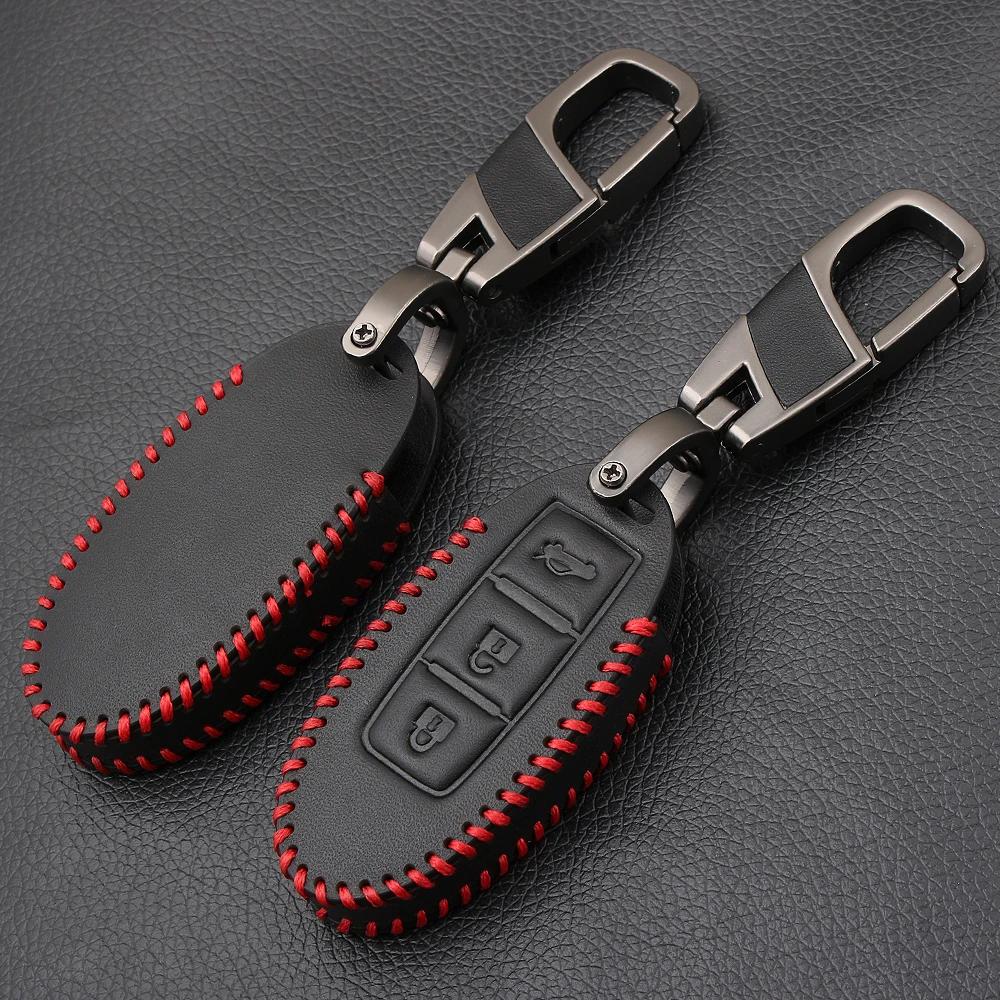 

Leather Key Cover Fit For Nissan Altima Armada Gt-r Maxima Murano Patrol Rogue Leaf Versa 370z Sentra Fob Shell Case 3 Button