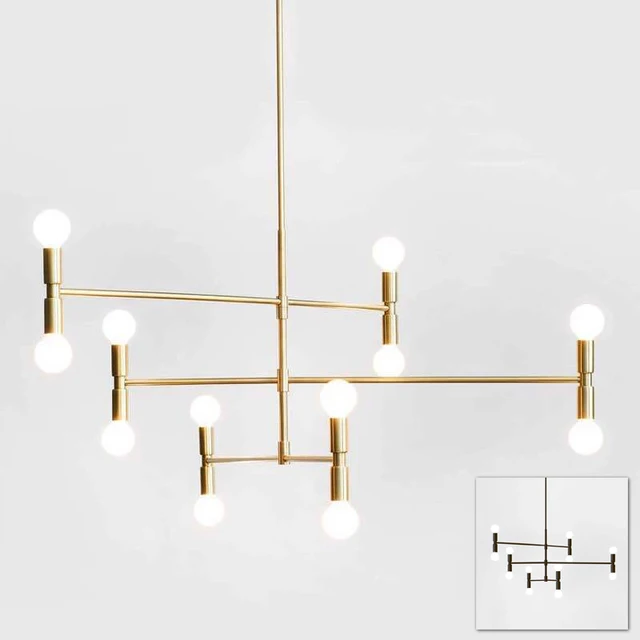 Modern Linear Line Ceiling Chandelier Light Rotatable Adjule Modern Linear Line Ceiling Chandelier Light Rotatable Adjule Bronze Gold Hanging Lamp For Dinning Living
