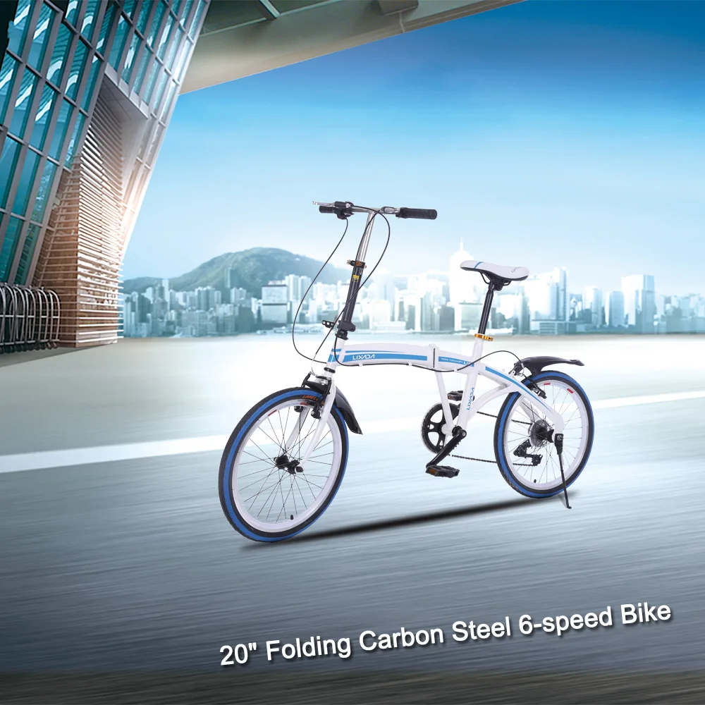 Best Lixada 20" Folding Carbon Steel U8 Bike 6-speed Portable Bicycle Fold Storage 2018 New design Bike for men and Women 5