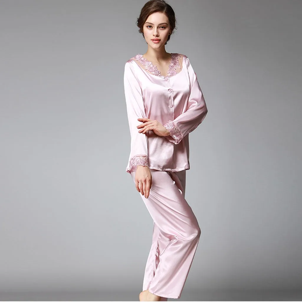 

Sleepwear Gecelik Women Nightgown Nightshirt Lace Sleepwear Nightwe Silk Erotic Womens Satin Button-Down Lace Set Sleepwear