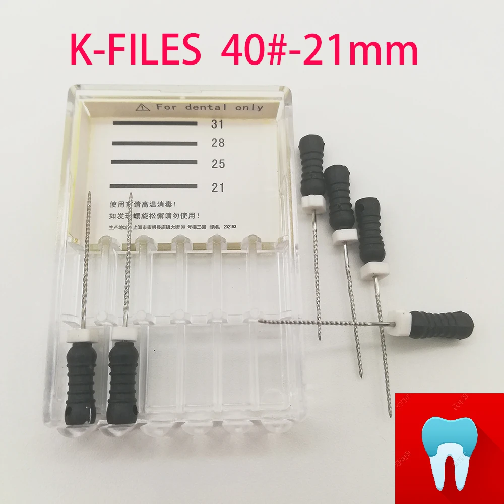 6 шт./упак.#40-21 мм стоматологические K файлы корневой канал стоматология Эндодонтические Инструменты Стоматологические Инструменты ручное использование из нержавеющей стали