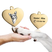 2 шт./лот, набор ID тегов, подвеска с именем питомца, гравировка, нержавеющая сталь, брелок для питомца, подвеска для ключей, персонализированные аксессуары для воротника, собаки, кошки