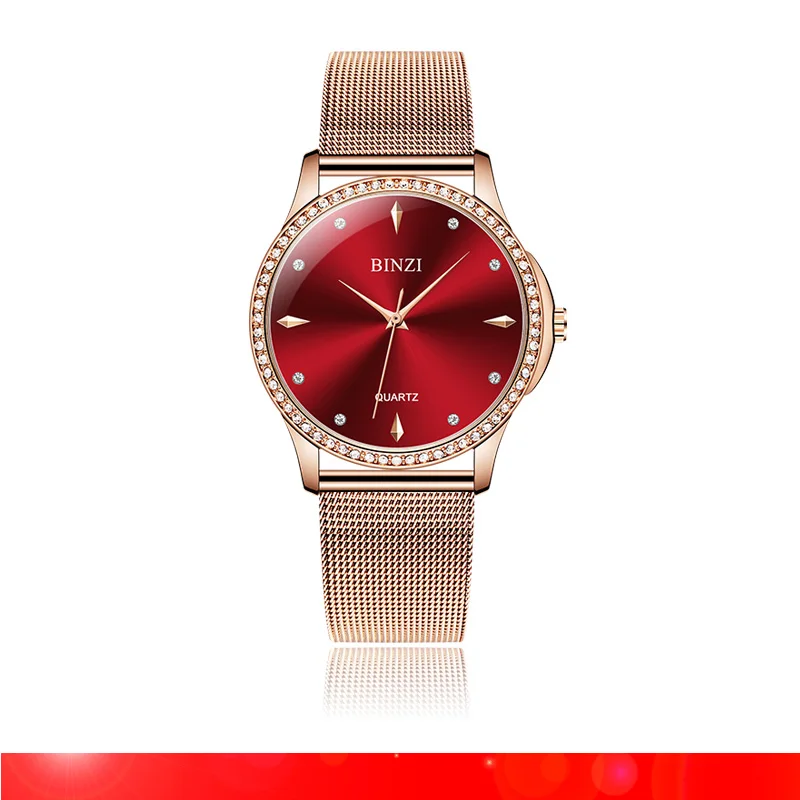 

BINZI Gold Watch Women Quartz Watches Ladies Top Brand Crystal Luxury Female Wrist Watch Girl Clock Relogio Feminino Mesh Strap