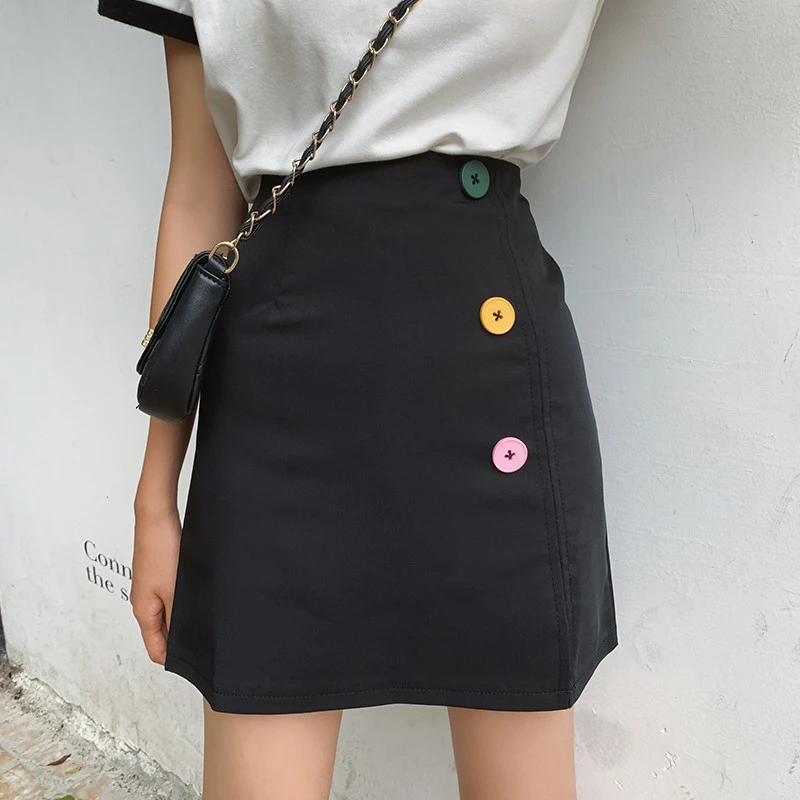 

3 Colors Mihoshop Ulzzang Korean Korea Women Fashion Clothing High Waist Cute Black Basic Skirt