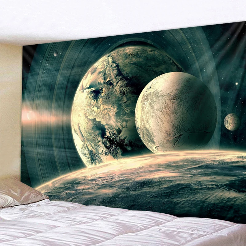 

Cosmic Planet Tapestry Twin Hippie Wall Hanging Bedspread Throw Cover Bohemian Beach Mat Table Cloths Home Art Decor Blanket