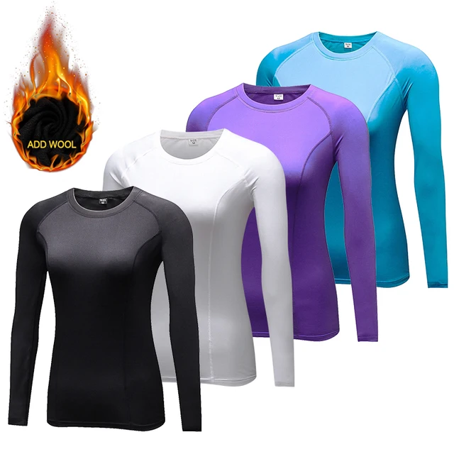 Add Wool Winter Women's O Neck Thermal Underwear Base Layer Compression