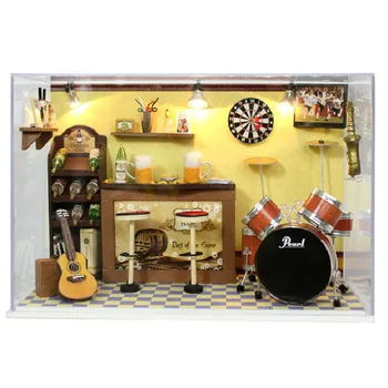 

Hot Sale Doll House Miniature Wooden House With Furniture LED Light Dust Cover Assembly 3D Model Toys for Children DIY Dollhouse