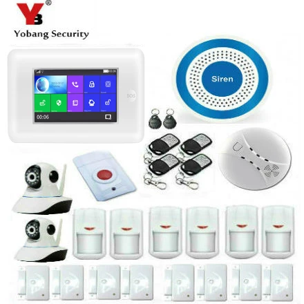 Yobang Security 433MHz Alexa Version Touch Screen Wireless GSM WIFI DIY Smart Home Security Alarm Systems Kit Video IP Camera Yobang Security 433MHz Alexa Version Touch Screen Wireless GSM WIFI DIY Smart Home Security Alarm Systems Kit Video IP Camera