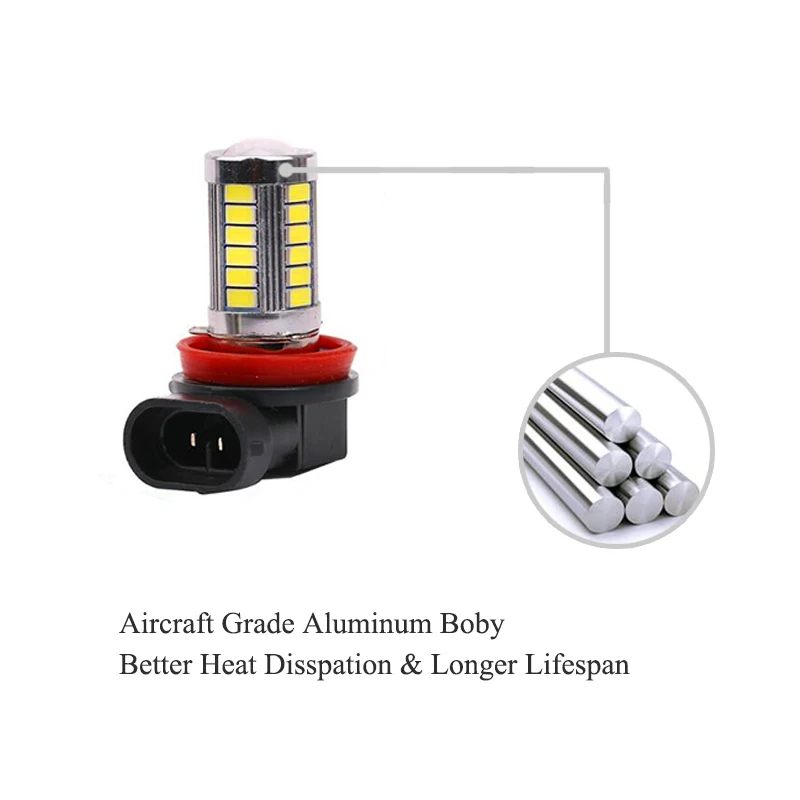 Boaosi 2x H11 H8 Светодиодный лампочки canbus с зеркальным отражателем дизайн для Противотуманные фары нет ошибок для Mercedes Benz W211 W212 W164 W221