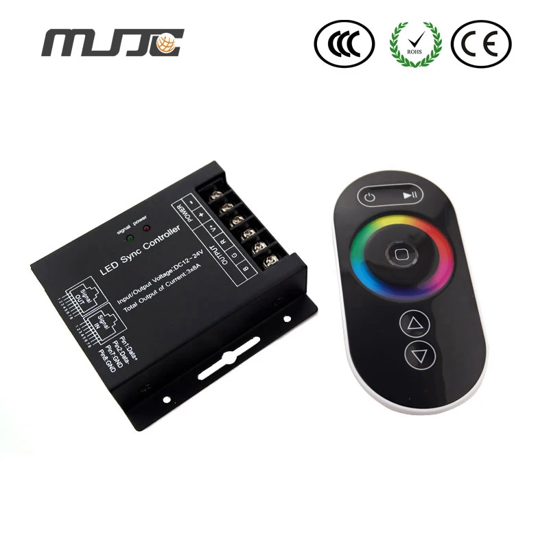 

MJJC 1PCS New Touch RGB LED Controller 12V 24V 24A with RJ45 Synchronized Interface Long Life-span