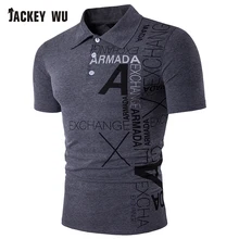 JACKEYWU Поло рубашка для мужчин Летняя мода с буквенным принтом футболки с короткими рукавами хлопок дышащий Camisa поло эластичные повседневные поло