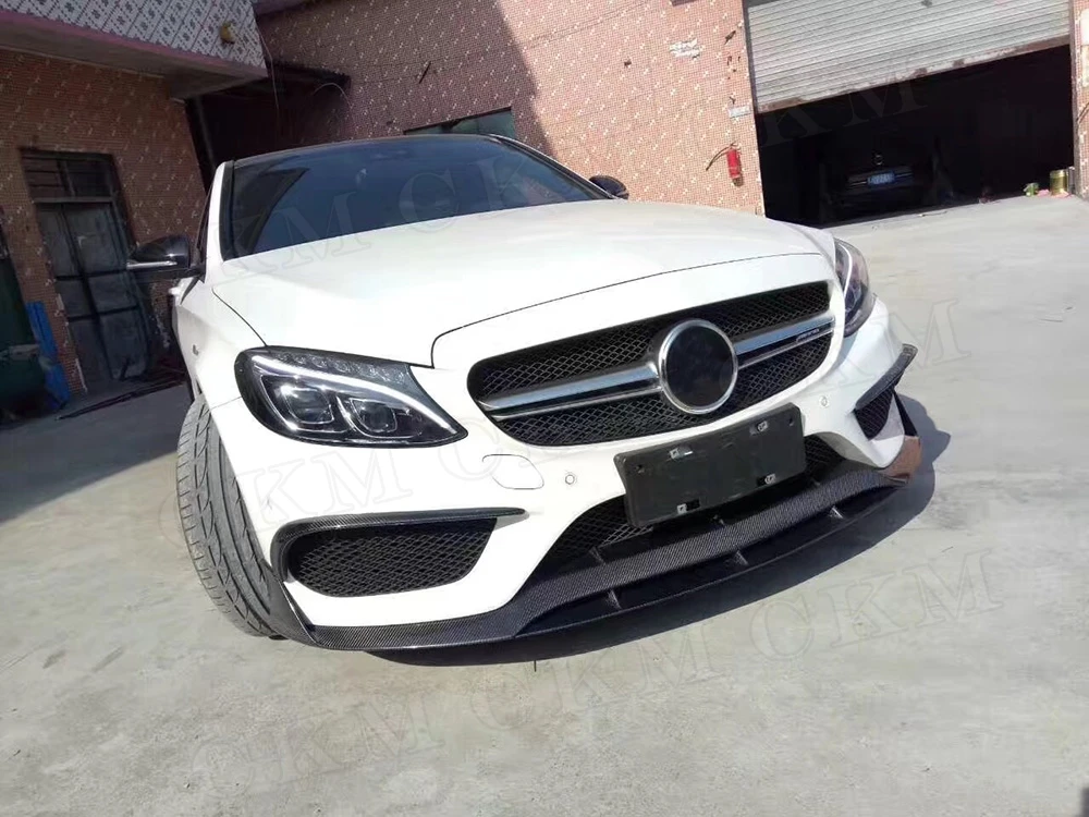 Спортивный передний бампер из углеродного волокна C класса W205 дефлекторный