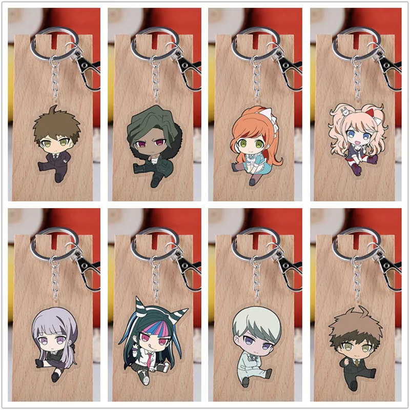 

10 pcs/lot Anime Danganronpa Acrylic Keychain Toy Trigger Happy Havoc Bag Pendant Double sided Key Ring Gifts
