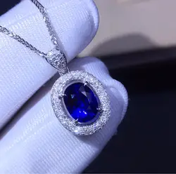 Fine Jewelry индивидуальные Размеры реальная 18-каратного белого золота AU750 100% натуральный Королевский синий сапфир подвески из драгоценных